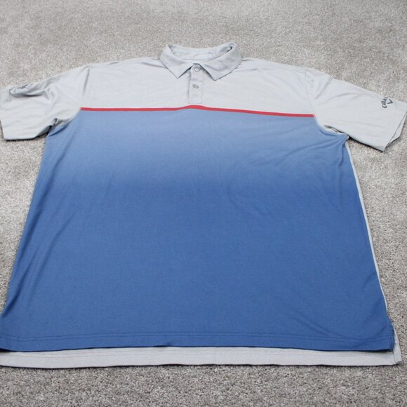 Callaway Opti-Dri Polo Shirt Mens XL Blue/Gray Polyester Stretch S/S Pullover - Picture 2 of 13